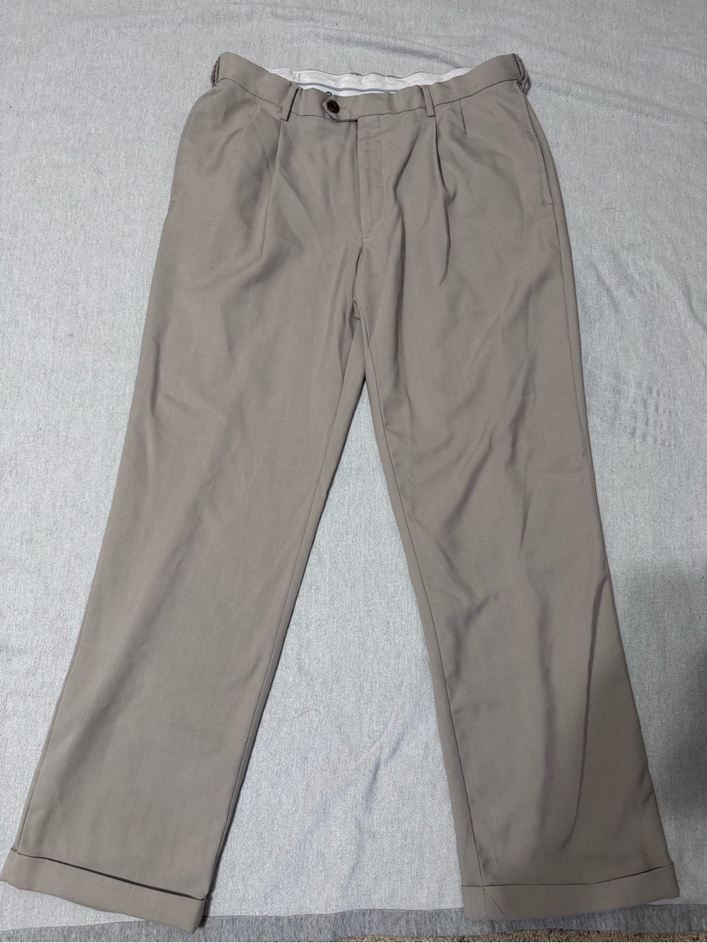 Haggar Men's Pleated Chinos in Light Taupe